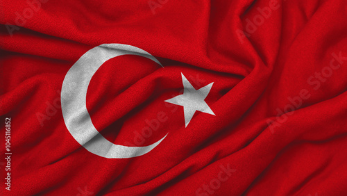 Türkiye national flag on velvet wavy background