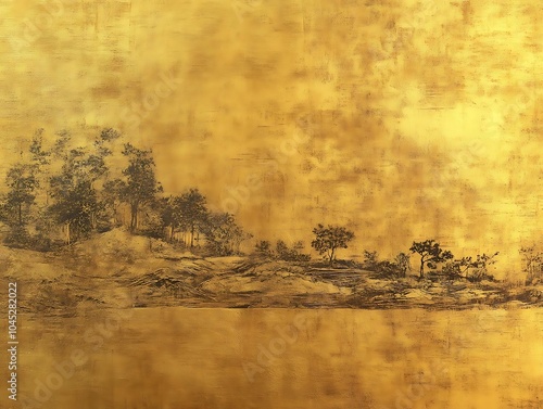 a goldcolored wallpaper arranged