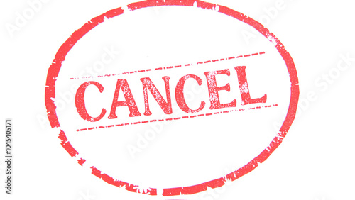 Cancel. A red stamp isolated on white background.