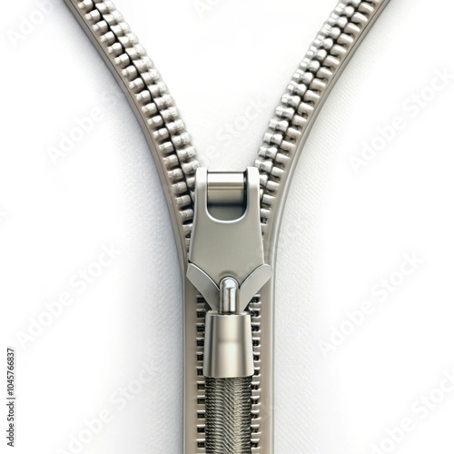 White background with a closed zipper symbolizing concepts of connection, fastening, and tailoring