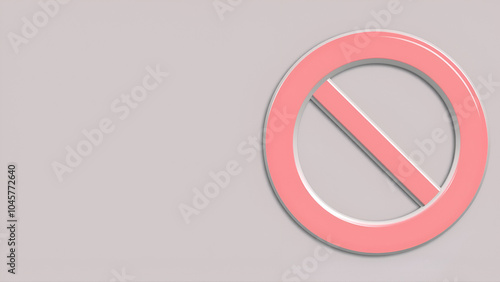 Forbidden sign empty. Crosser out red prohibit caution circle in 3D embossed style. Icon file PNG.