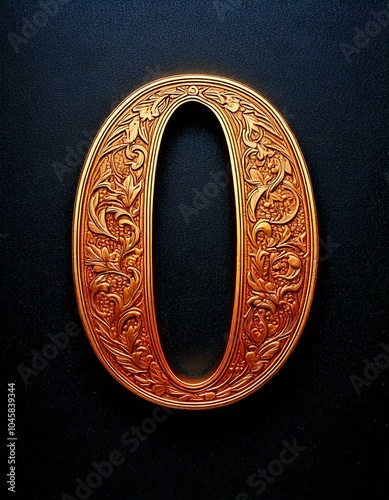 zero null 0 number handmade hand carved woodwork wood isolated design black background none oval letter o 