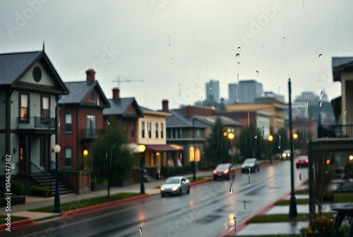 SV Residential Neighborhood Light Rain Early Morning Historic Bu