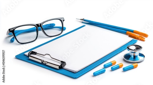 A photostock of a clipboard on a white background, useful for office, medical, or organizational themes.