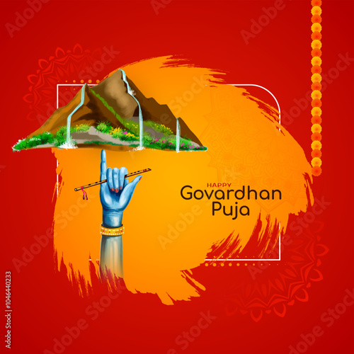 Elegant Happy Govardhan puja cultural Indian festival greeting card