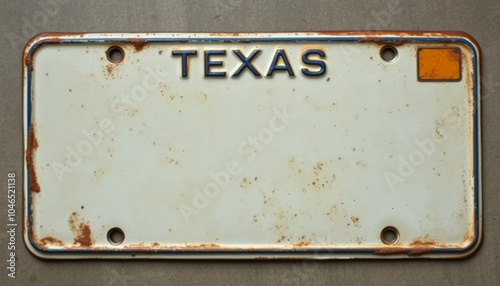 A license old metal plate antique vintage texas 1968 with background