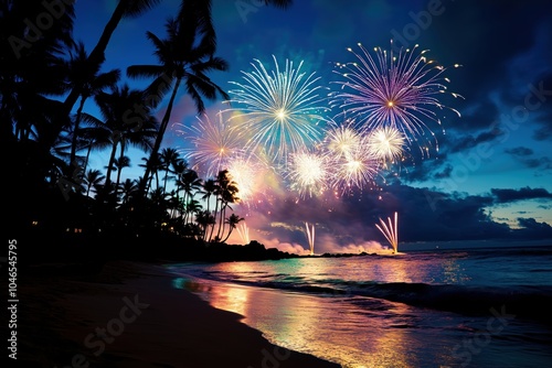 Tropisches Feuerwerk am Strand