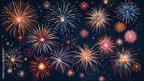 Fireworks enthusiasts pattern,Vibrant Fireworks Pattern Display in Night Sky