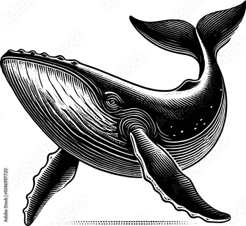 Whale vector black silhouette design for T-Shirt