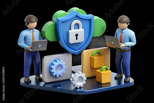 Candid Photo IT Professionals Secure Collaboration Platforms Various Devices Safe Data Sharing Teamwork Data Security Ample Copy Space Photo Stock Concept