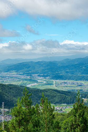 長野県下高井郡野沢温泉村付近の風景 