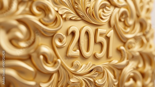 Elegant golden swirls and 2051 text for a new year celebration