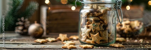 A jar filled with various shaped buckwheat crackers ready to be enjoyed by the whole family.