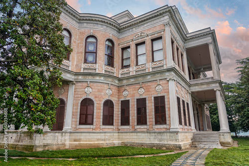 Beykoz Mecidiye Kasri, or Mecidiye Pavilion, an Ottoman palace built in 1845 to be presented to Sultan Abdulmecid by Mohamed Ali Pasha, Governor of Egypt, suited in Beykoz district, Istanbul, Turkey