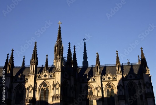 Shadow of a Cathedral A Gothic cathedral its spires casting dram