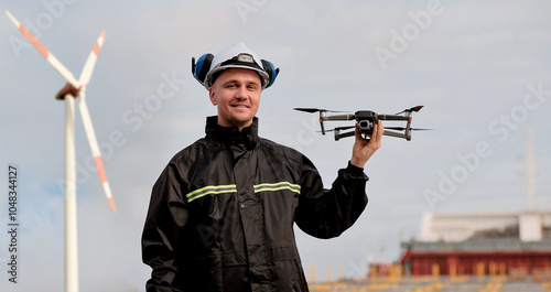 Offshore WInd Generator Park Farm Zero Emission Drone Survey Inspection