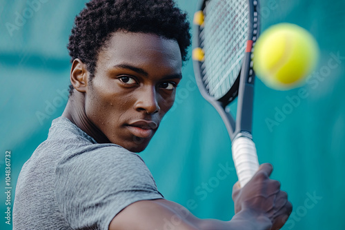 Tennis player practicing their backhand against a wall image