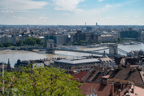 Budapest downtown - drone aerial video of the Hungarian capital. Buda and Danube river at sunrise. Aerial drone view of the Budapest city. Drone view of the capitol city Budapest.