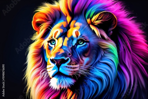 The king of the jungle, the lion with a mix of colour showing the beauty of the portentous animal