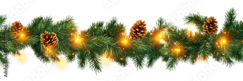 PNG Christmas garland conifer lights decor.