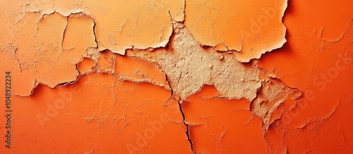 Wall surface for backdrop Paint color Corvette Hue Orange Features cracks dents and cavities. with copy space image. Place for adding text or design