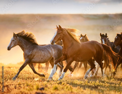 Chevaux sauvages au galop