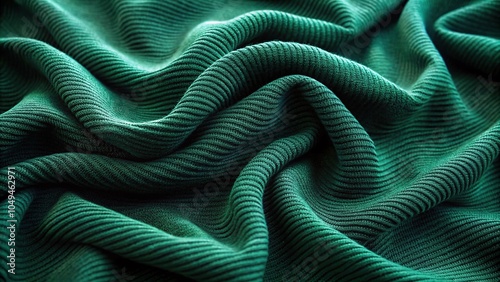 Close-up dark green woolen fall wallpaper with tactile ripple and fold