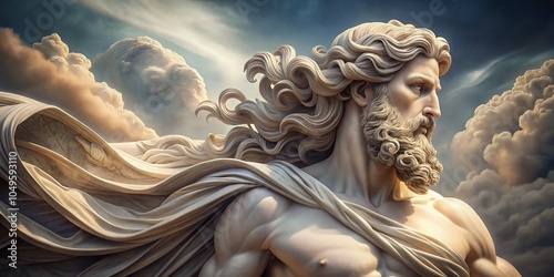 Marble Statue of Aeolus - Mythical Wind God in Renaissance Style