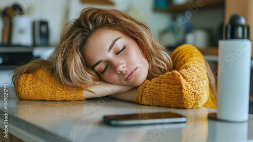 the girl fell asleep next to the phone waiting for a call