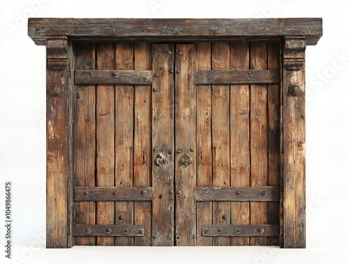 old wooden door isolated on white