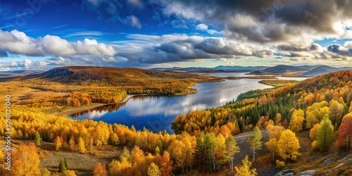 Northern autumn landscape in Murmansk region, Apatity