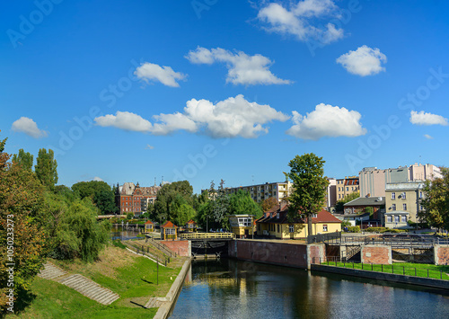 Lock on the Brda River, Bydgoszcz, Poland,