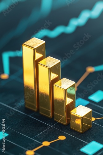 Gold bar forming part of a stacked bar chart, symbolizing layers of financial success