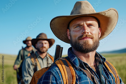 gold rush era, rugged 1849 prospector group, historical accuracy