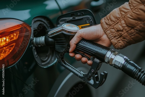 Close-Up of Hand Refueling Car at Gas Station