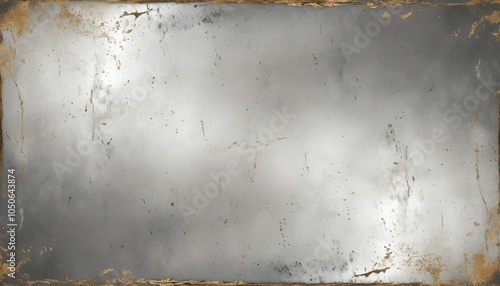 Antique mirror grunge with tarnished silver spots, smudged fingerprints, and fading gold edges