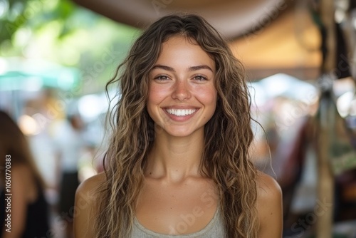 Smiling vegan activist advocating for veganism, Generative AI