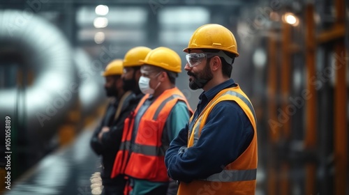 Trabajadores e ingenieros en acción. Concepto de esfuerzo e industria.