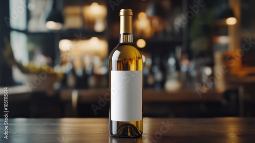 Wine bottle with blank white label. Premium wine background for advertising 