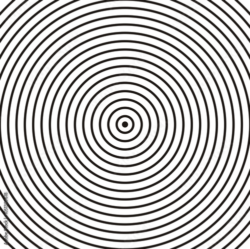 Many dense concentric black and white circles create a hypnotic effect and visual disturbances