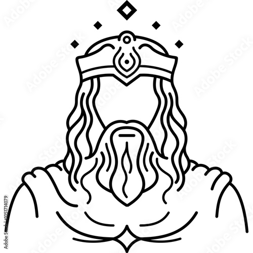 God as the supreme being, creator, and principal object of faith. Vector outline icon.