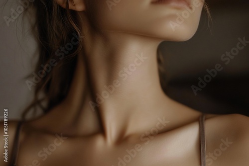 Close-up of a neck and shoulder, showcasing soft lighting and texture.