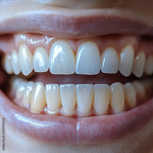 Smile transformation, closeup showing before and after teeth whitening, crooked and stained teeth to perfectly aligned and white, soft natural lighting