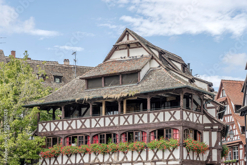 walkways of Tanners house historical building at Petit France borrough, Strasbourg, France