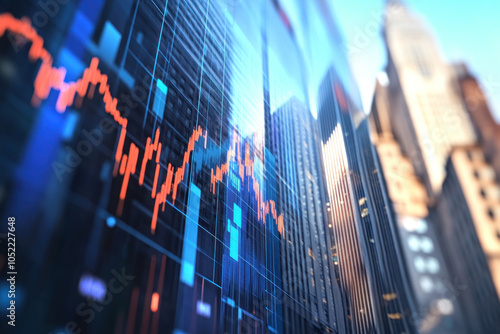 People in a busy stock market office looking at multiple computer screens with financial graphs and charts, discussing business strategies animatedly.