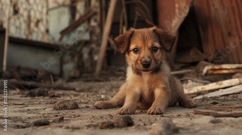 Stray Puppy - An Obsolete Canine Pet Looking Cute and Sorrowful