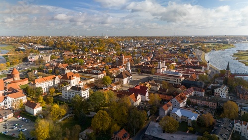 Aerial view of Kaunas Old Town, Lithuania in autumn