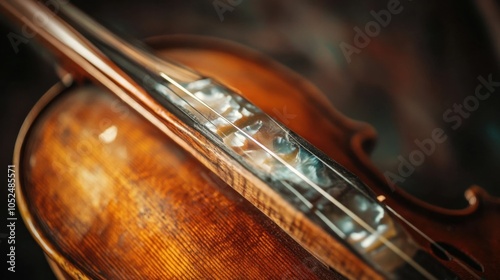 Close-up of a rare violin bow with mother-of-pearl inlays, focusing on the craftsmanship and wear from years of playing.