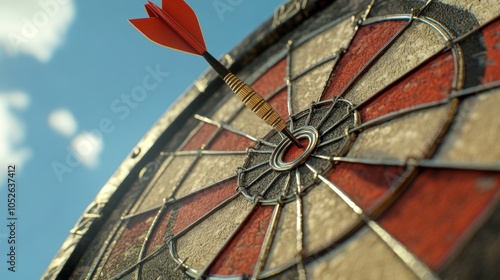 Dart on Target Center in Clear Sky