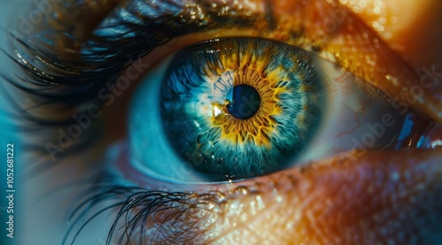 Close-Up Macro Photography of a Blue Eye With a Yellow Iris